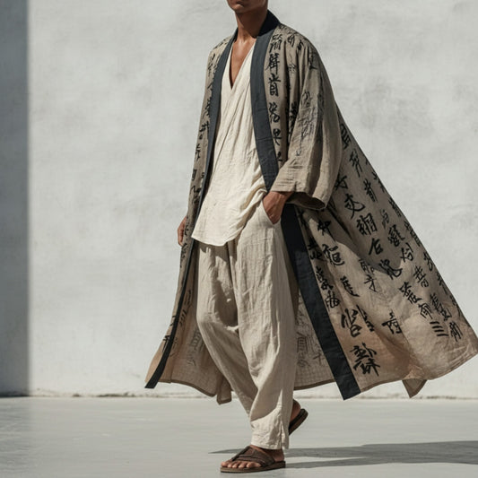 Kimono Long Imprimé Chinois - Style Authentique & Confort