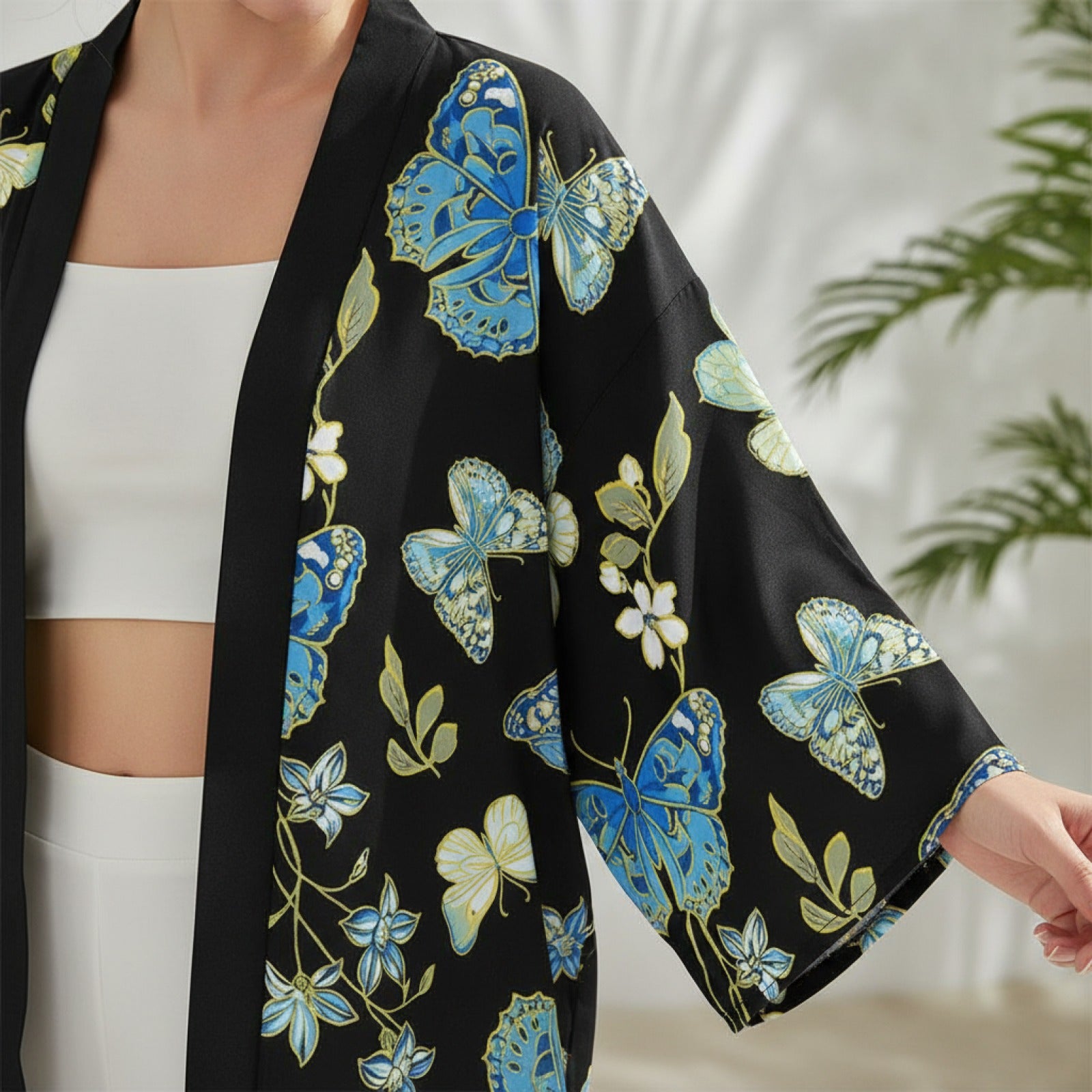 Kimono Japonais Femme Fleurs & Grues