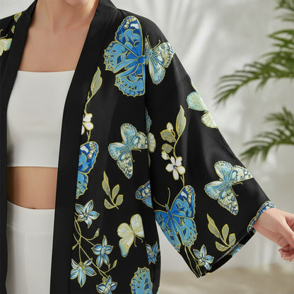Kimono Japonais Femme Fleurs & Grues