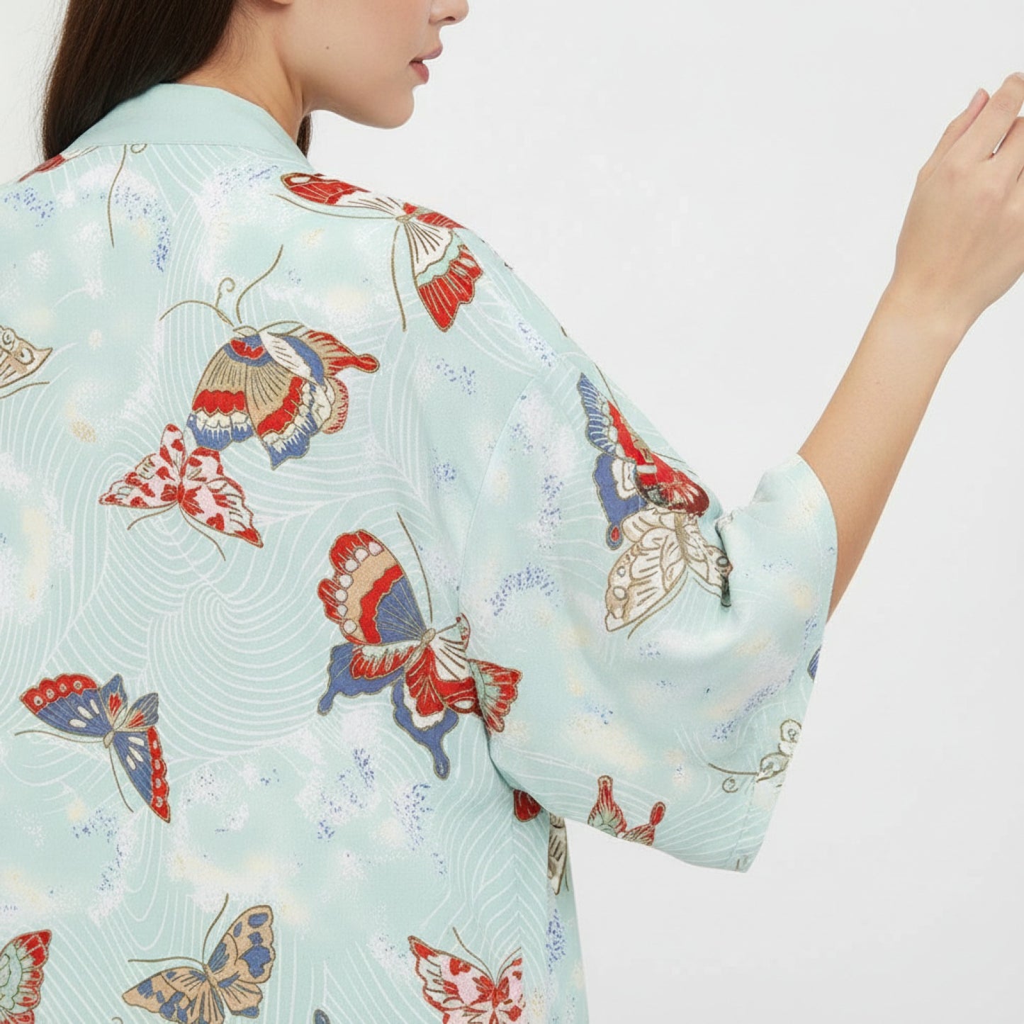 Kimono Japonais Femme Motif Grue & Cerisier