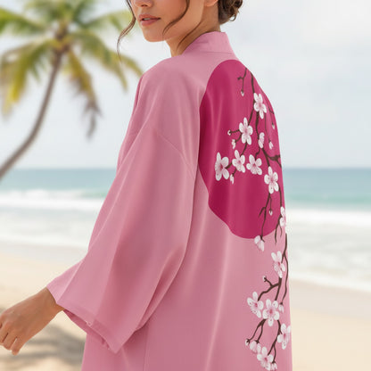 Kimono Japonais Harajuku Grue & Cerisier