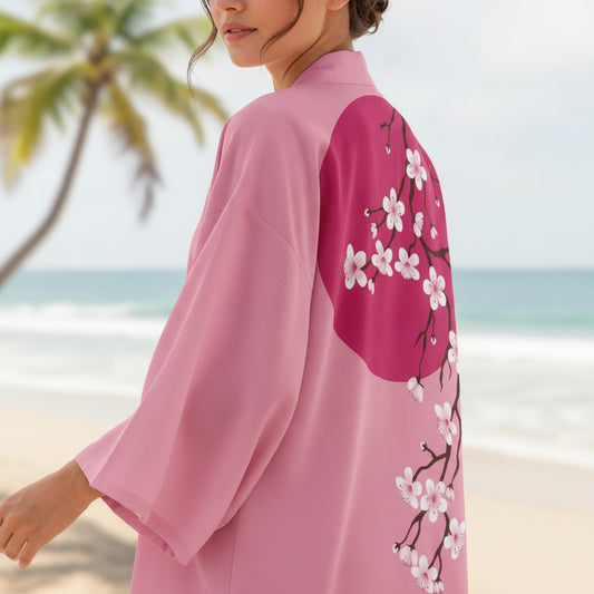 Kimono Japonais Harajuku Grue & Cerisier