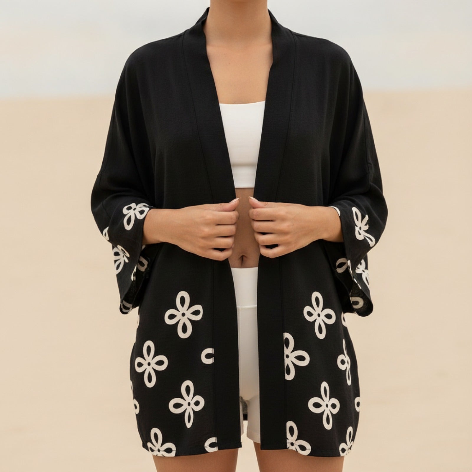 Kimono d'été femme : Yukata Harajuku grue & cerisier