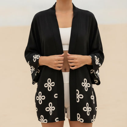 Kimono d'été femme : Yukata Harajuku grue & cerisier