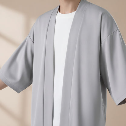 Chemise Kimono Homme Gris Clair