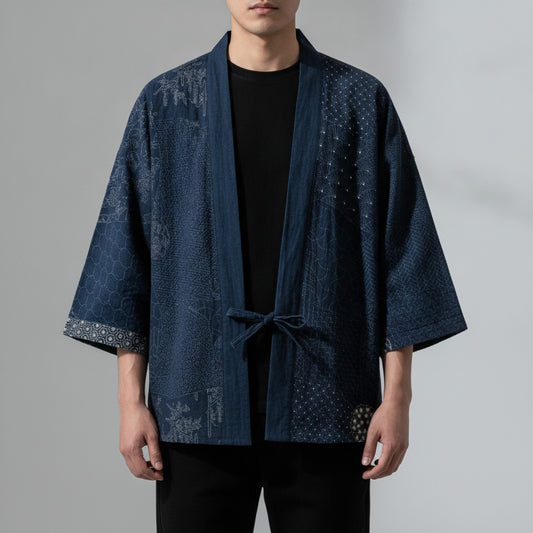 Cardigan Kimono Haori Japonais Unisexe Coton Imprimé