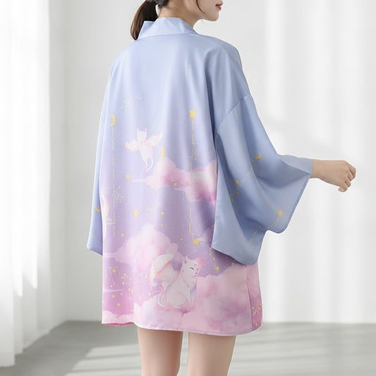 Kimono Haori Ample Violet Clair - Style Japonais Été