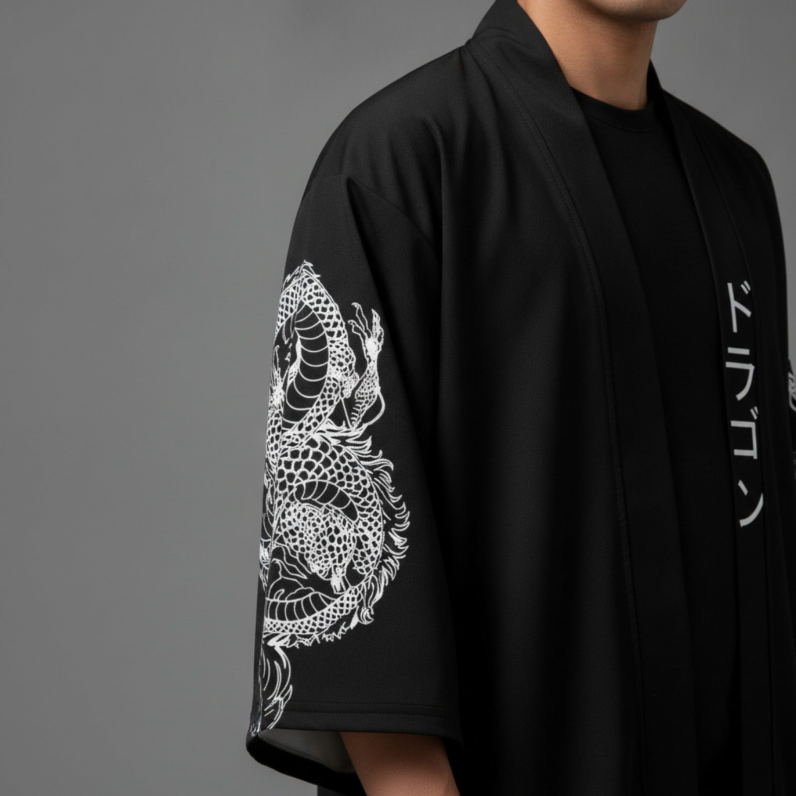 Kimono Dragon Noir Streetwear Japonais