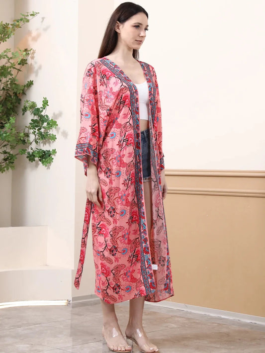 Cardigan Kimono Bohème Femme – Bleu - Kimono Zen