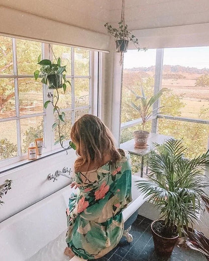 Cardigan Kimono Fleuri Femme – Rose - Kimono Zen