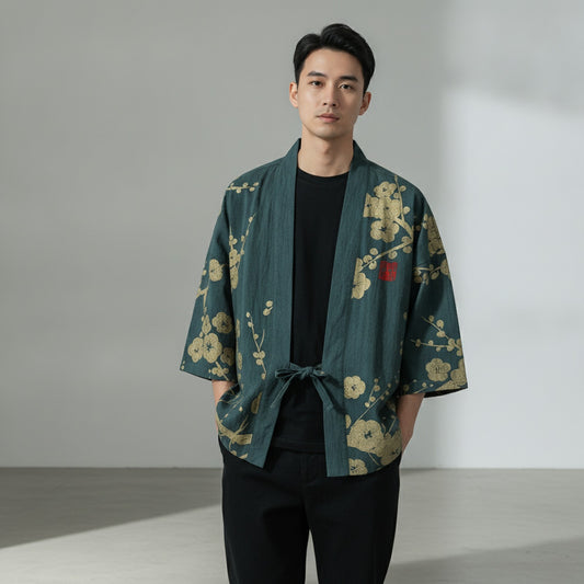 Cardigan Kimono Japonais Unisexe Coton Imprimé