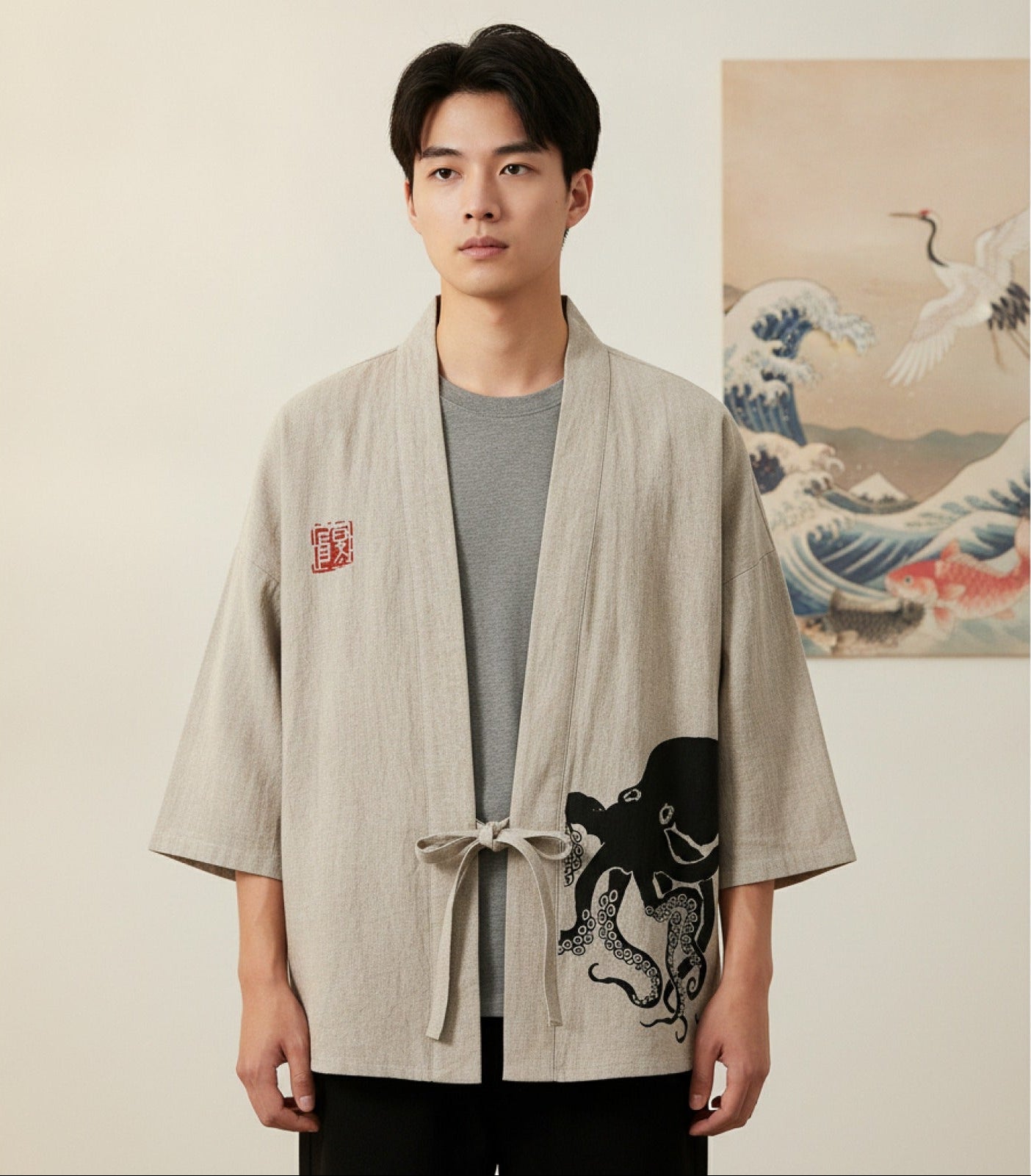 Haori Japonais Unisexe Coton Léger