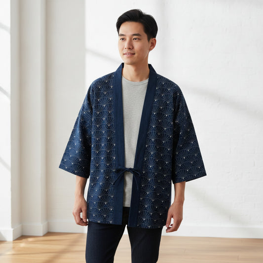 Cardigan Kimono Haori Japonais Unisexe Coton