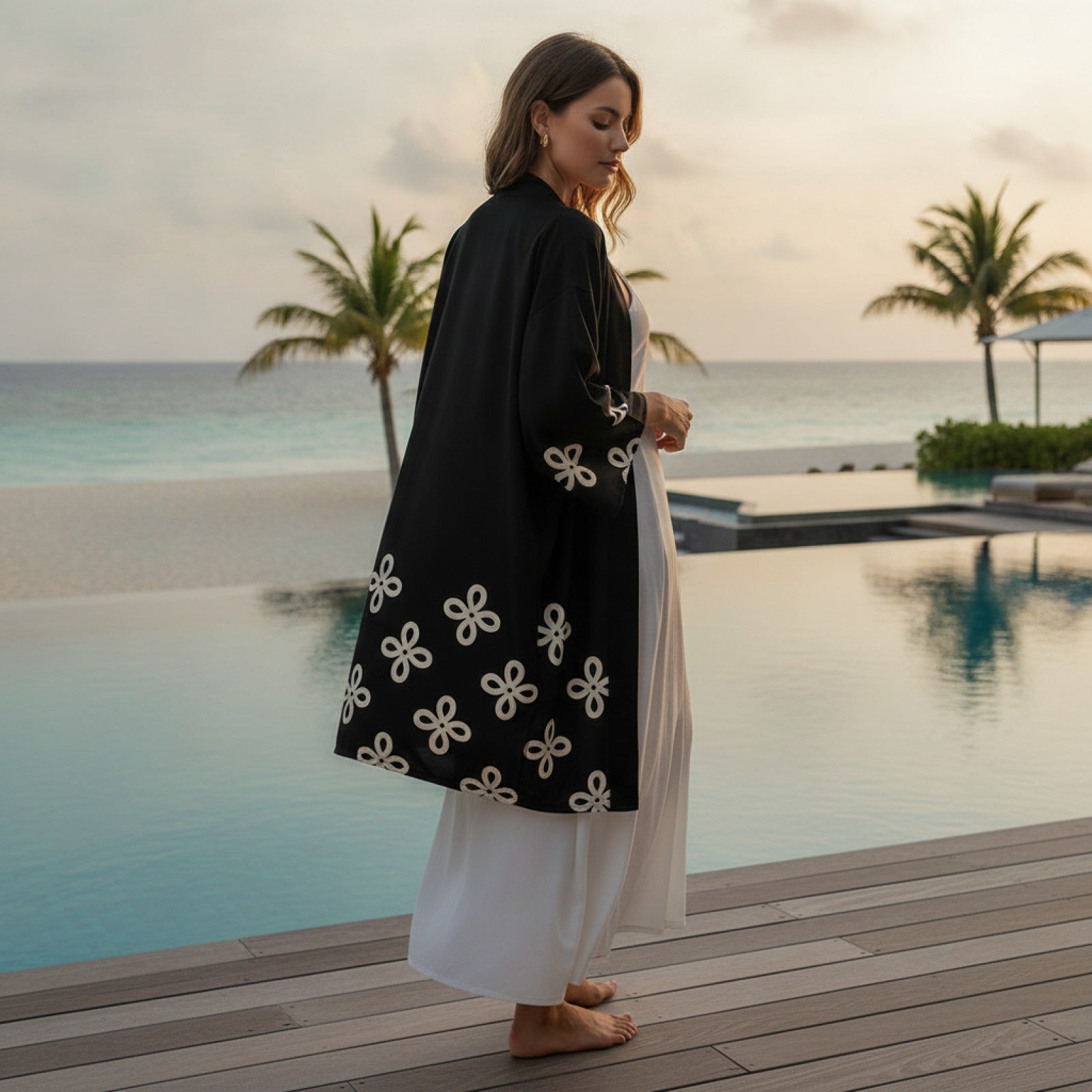 Kimono d'été femme : Yukata Harajuku grue & cerisier