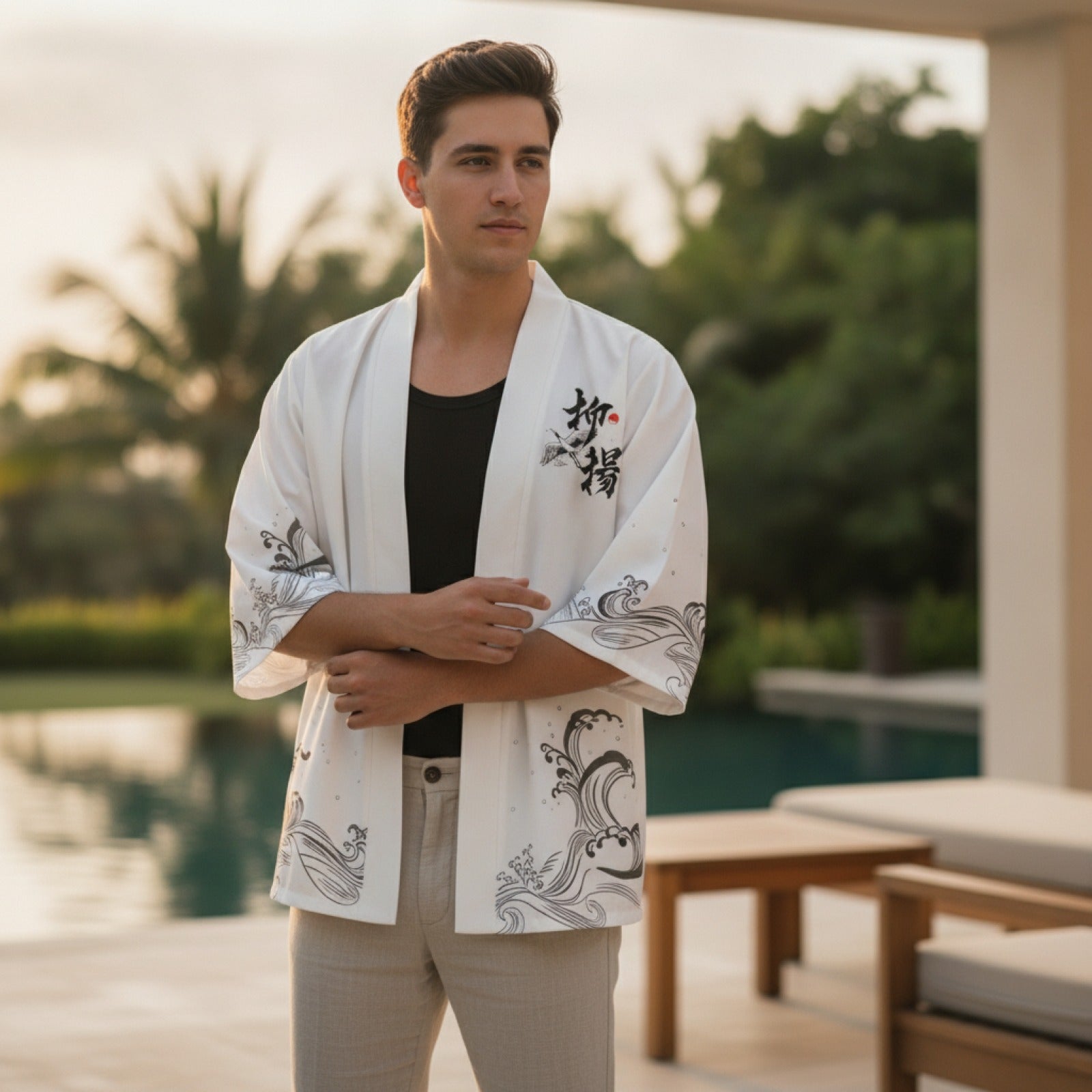 Kimono Homme Flamant Rose Vintage