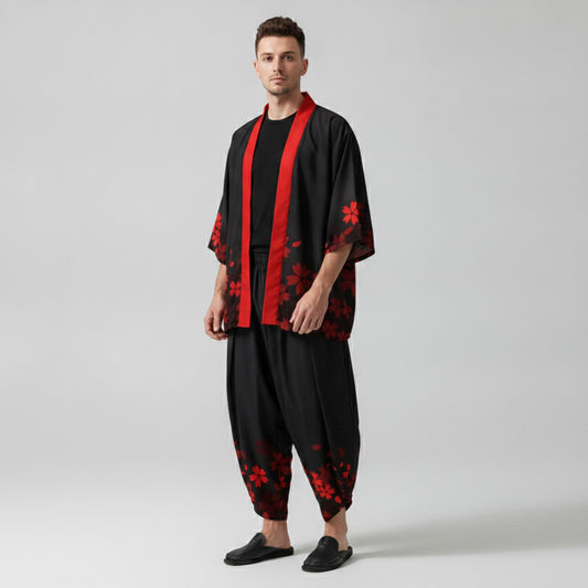 Costume Japonais Oversize 2 Pièces Imprimé
