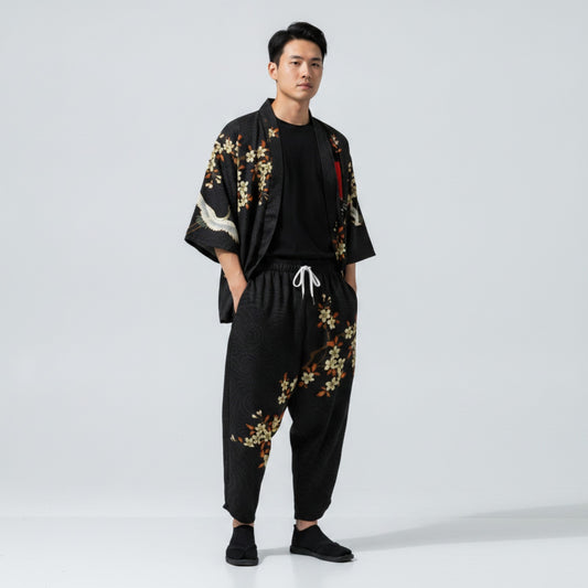 Ensemble Japonais Oversized Imprimé