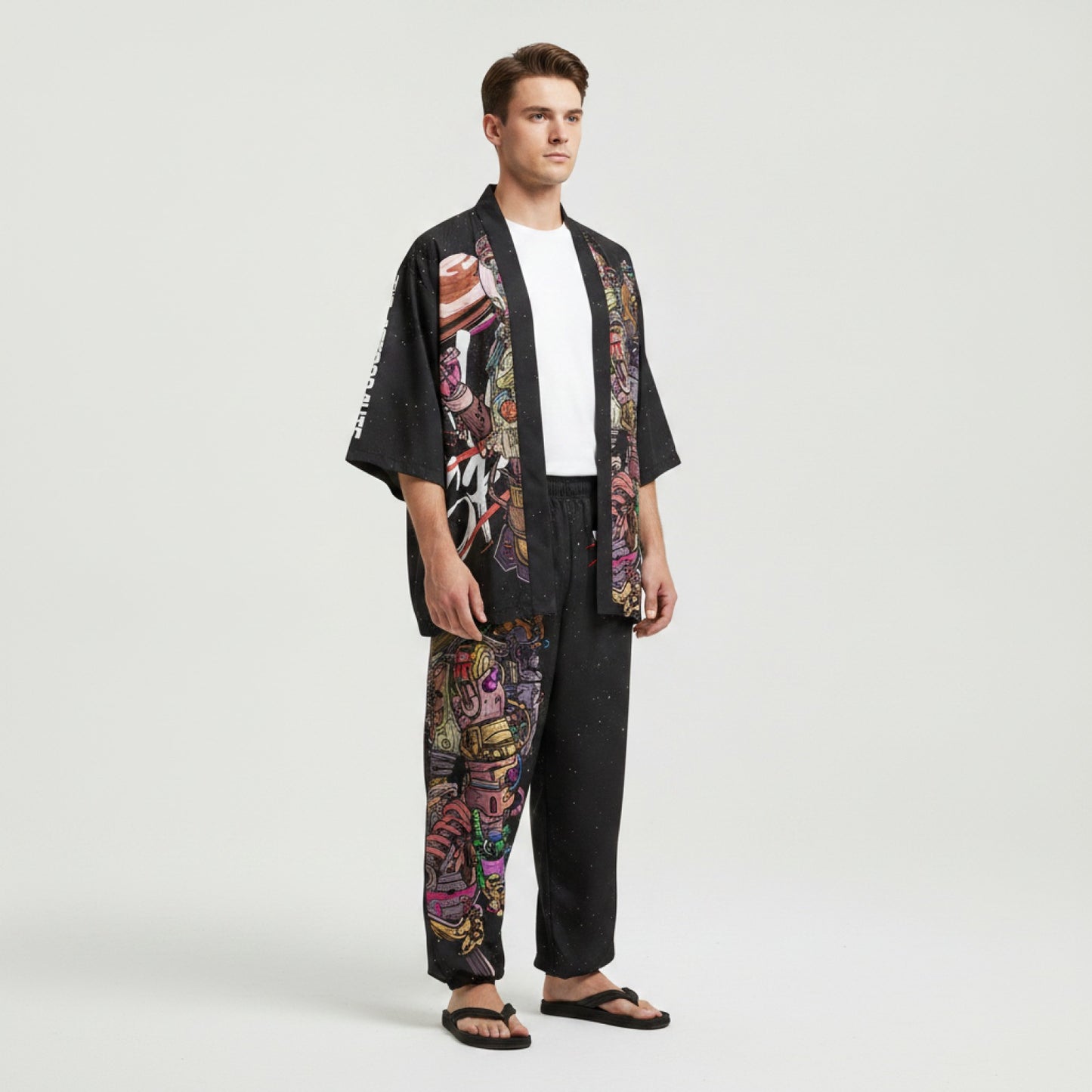 Ensemble Japonais Oversize : Kimono & Pantalon Imprimé