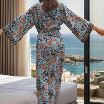 Haori Kimono Long Bohème Femme – Bleu - Kimono Zen