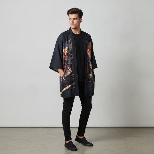 Haori Samouraï : Kimono Cardigan Style Japonais Unisexe