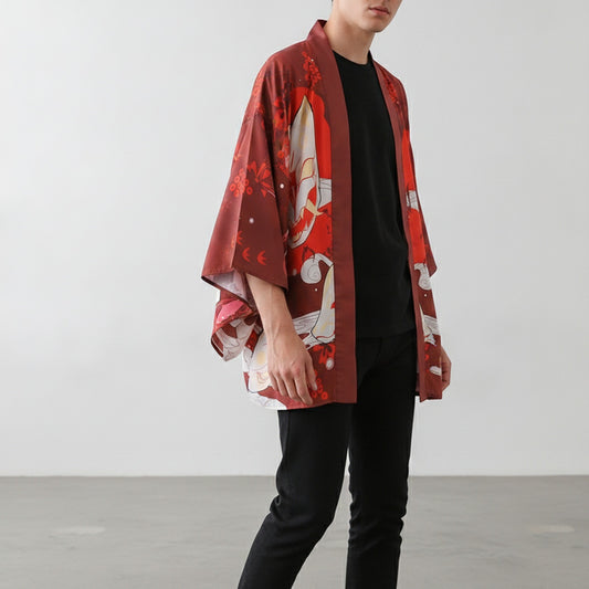 Kimono Haori Rouge Style Streetwear Unisexe