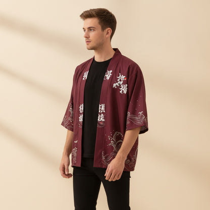 Kimono Homme Flamant Rose Vintage Léger