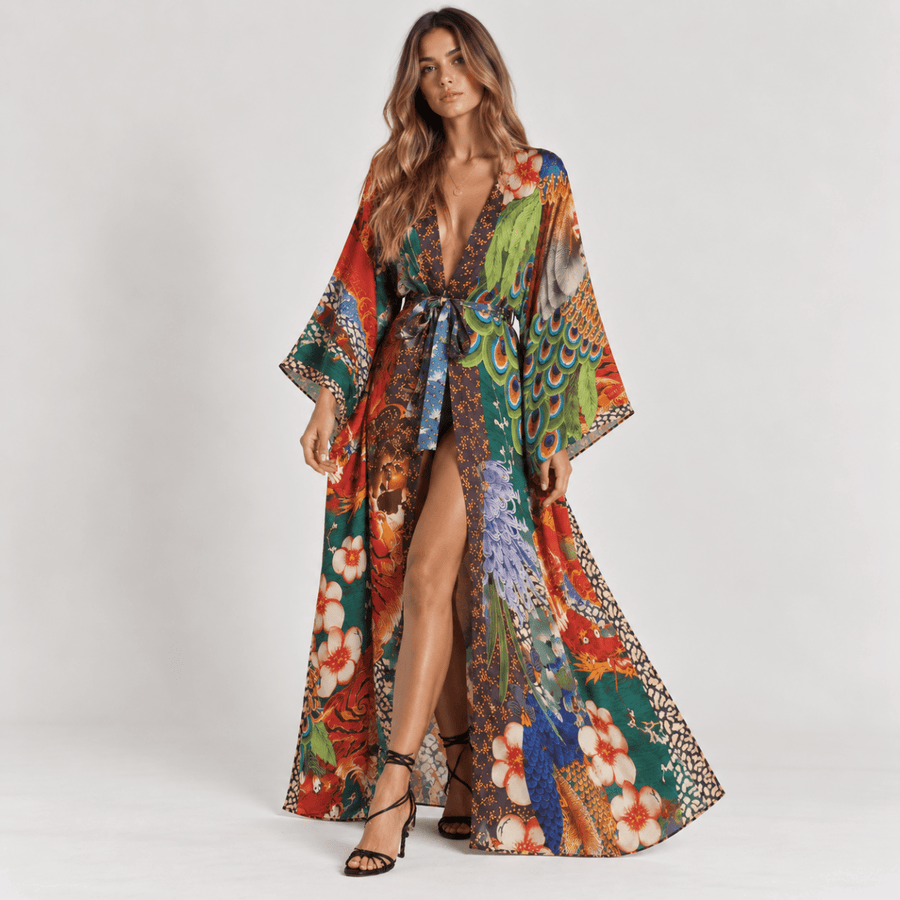 Kimono Fleuri Bohème | Vert - Kimono Zen