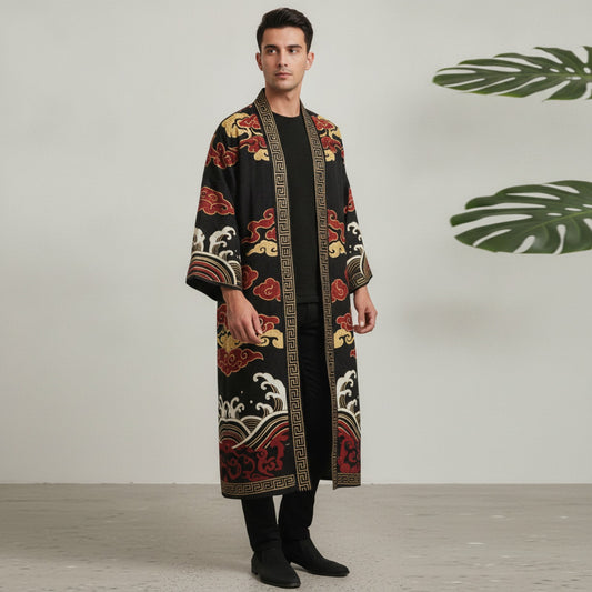 Kimono Long Imprimé Chinois Unisexe