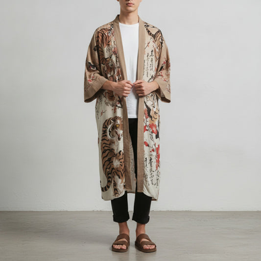 Kimono Long Imprimé Chinois Mixte