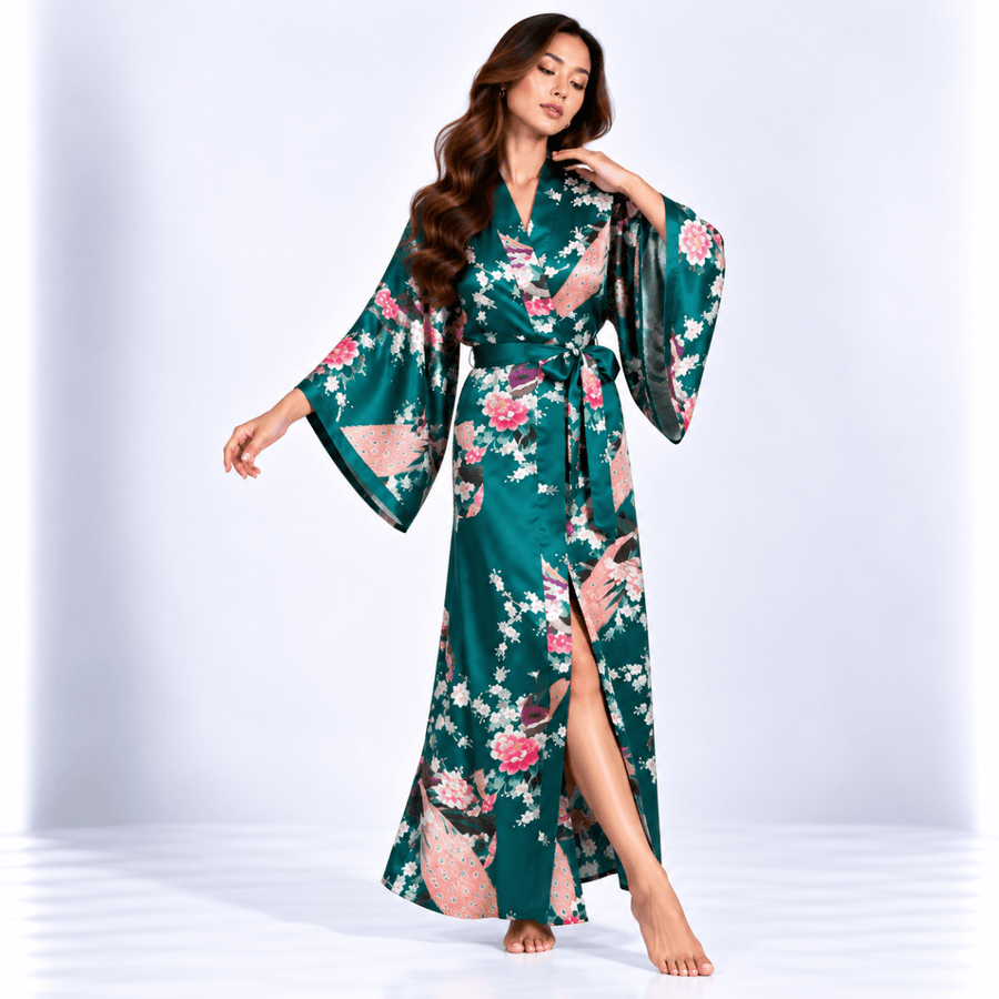 Kimono Long Paon | Bleu Canard - Kimono Zen