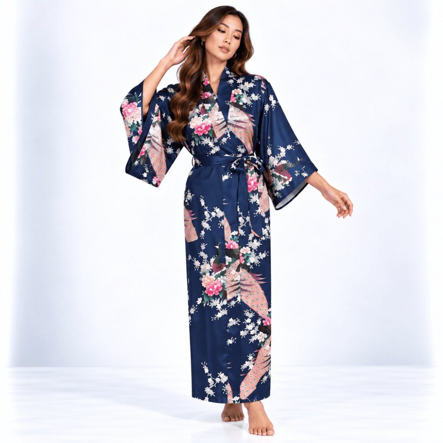 Kimono Long Paon | Bleu Marine - Kimono Zen
