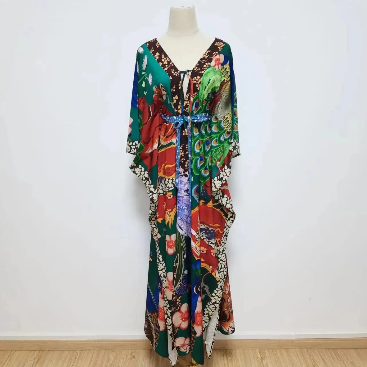 Kimono Maxi Fleuri Bohème Femme – Rose - Kimono Zen