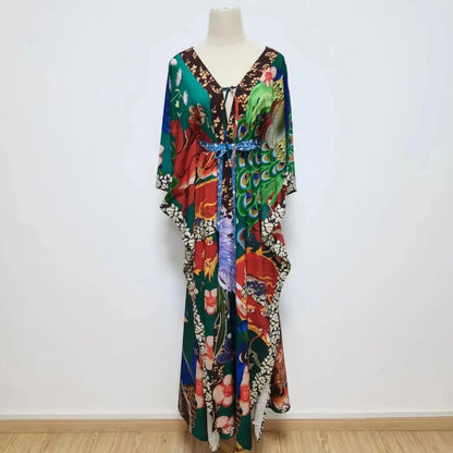 Kimono Maxi Fleuri Bohème Femme – Rose - Kimono Zen