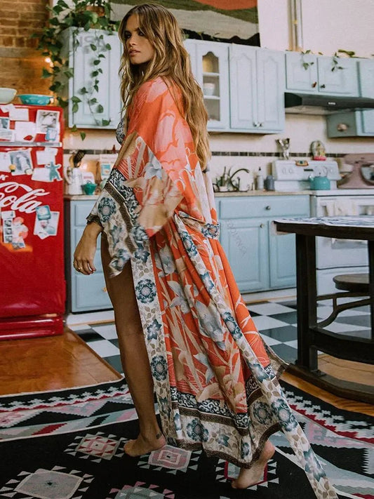 Kimono Plage Bohème Femme – Rose - Kimono Zen