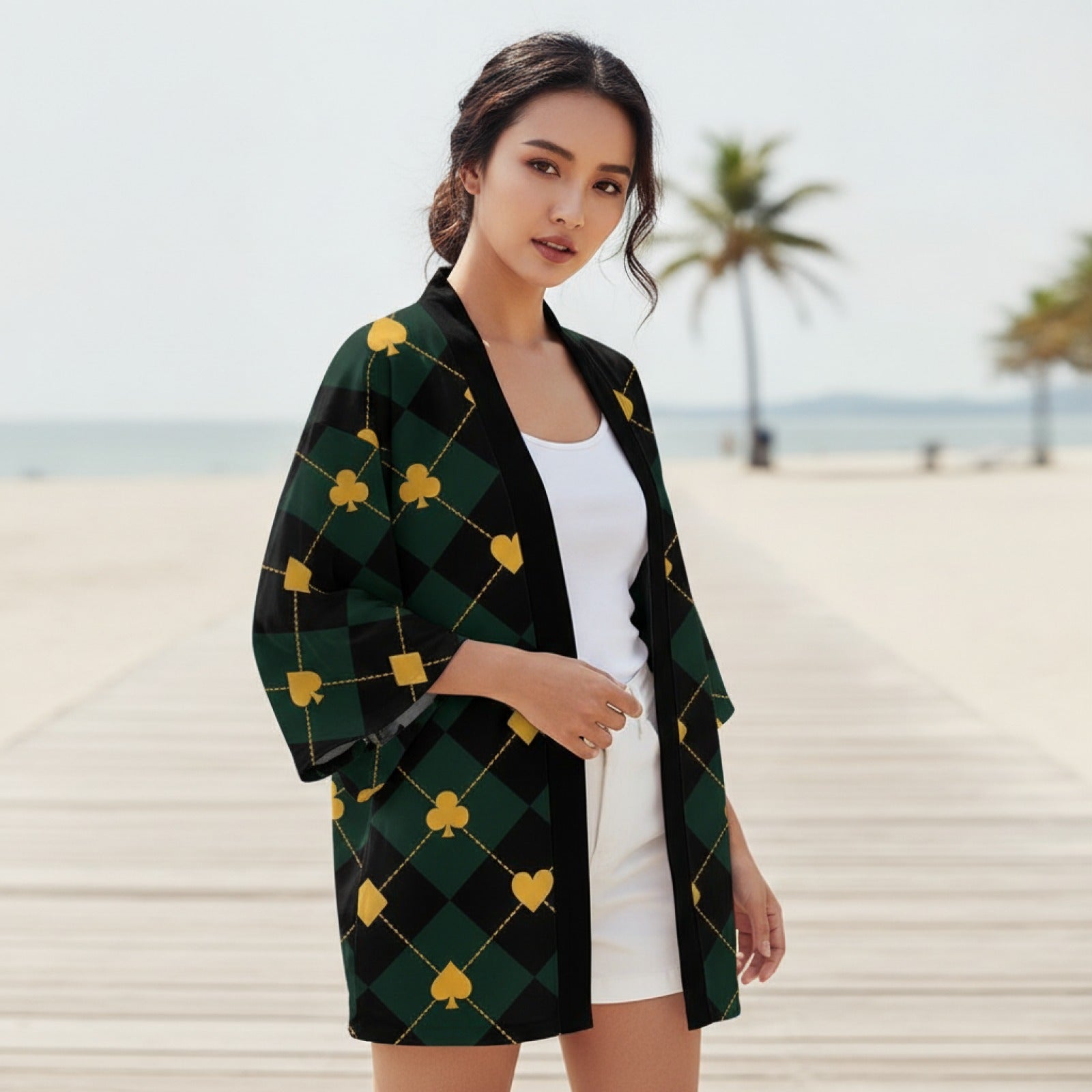 Kimono Japonais Harajuku Grue & Cerisier