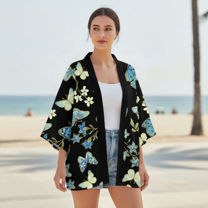Kimono Japonais Femme Fleurs & Grues