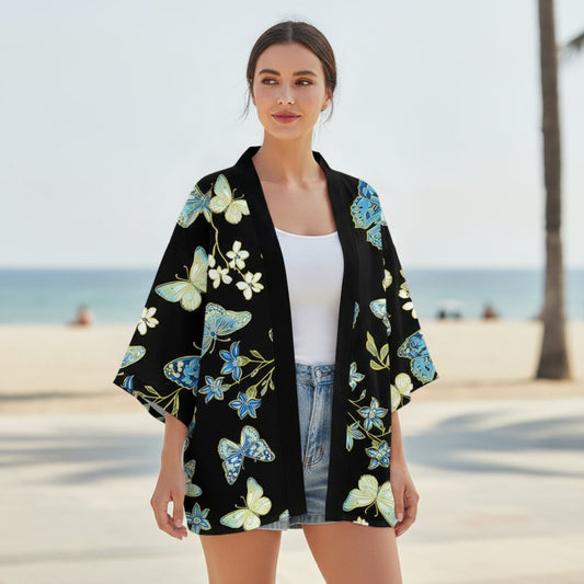 Kimono Japonais Femme Fleurs & Grues