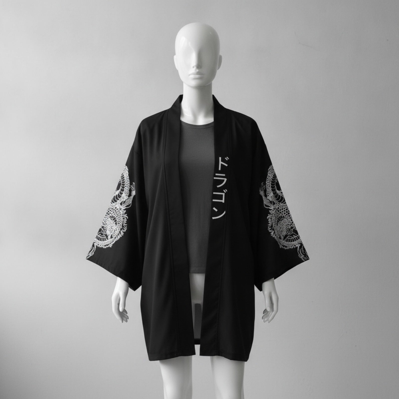 Kimono Dragon Noir Streetwear Japonais