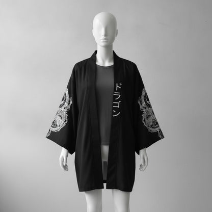Kimono Dragon Noir Streetwear Japonais