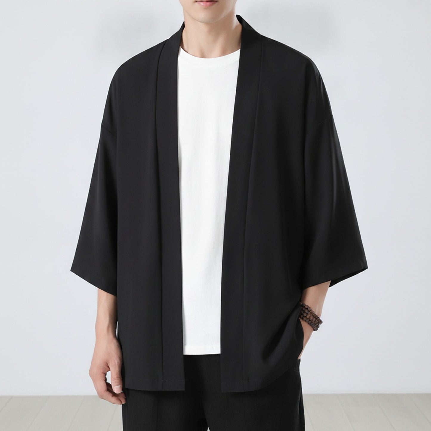 Chemise Kimono Homme Style Japonais Léger Noir