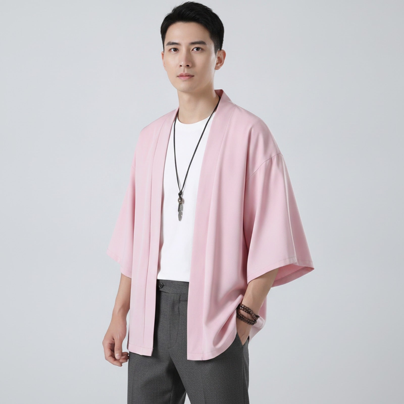 Chemise Kimono Rose Homme - Style Japonais Décontracté