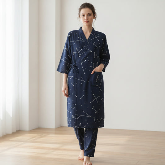 Pyjama Kimono Long Gaze de Coton Douceur Estivale