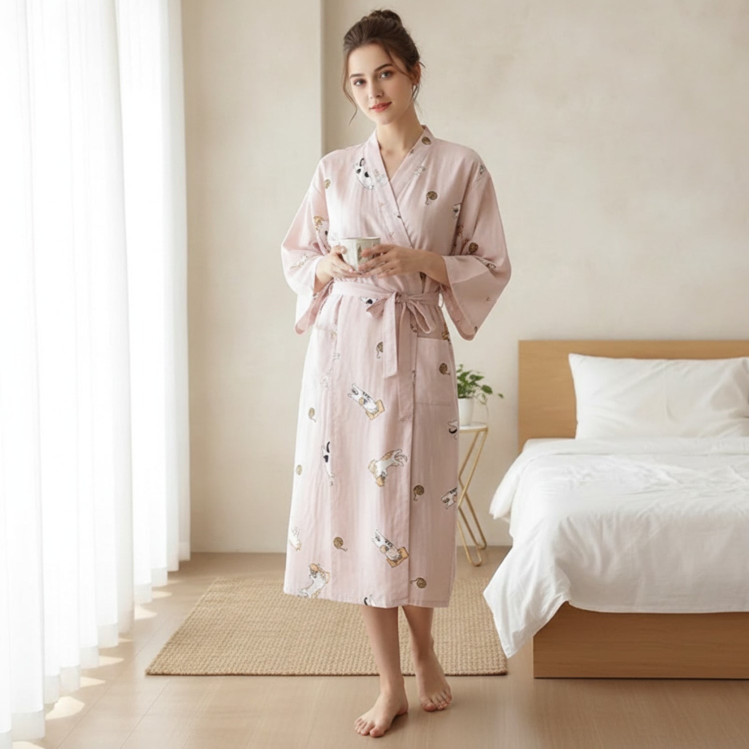 Kimono Japonais Gaze de Coton Femme