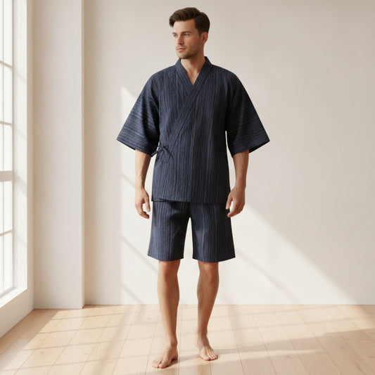 Pyjama Kimono Homme Coton Léger Style Jinbei