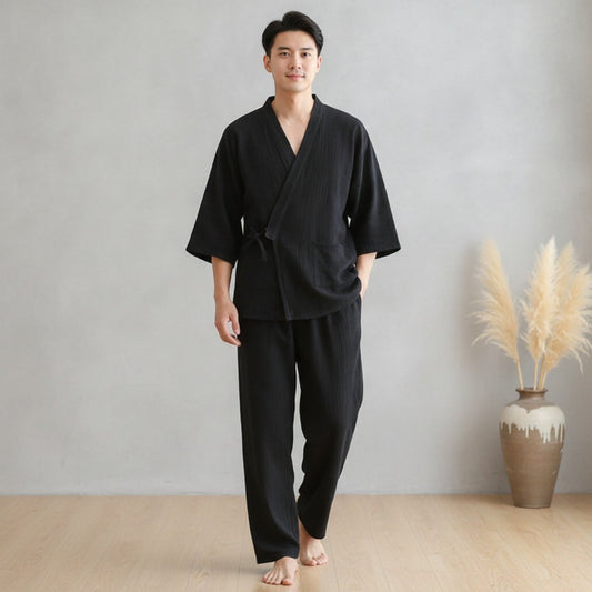 Pyjama Kimono Fine Homme – Noir - M