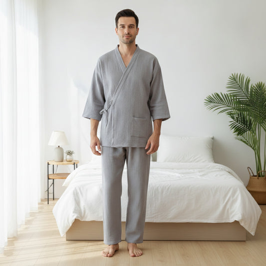 Pyjama Kimono Fine Homme – Gris - M