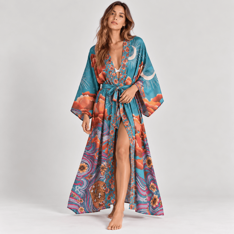 Robe Bohème | Bleu - Kimono Zen