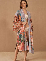 Robe Kimono Motif Paon Femme – Bleu - Kimono Zen