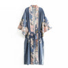 Robe Kimono Vintage Bohème Femme – Bleu - Kimono Zen