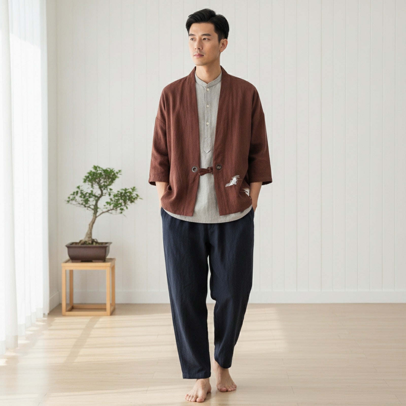 Robe Longue Ethnique Homme en Lin